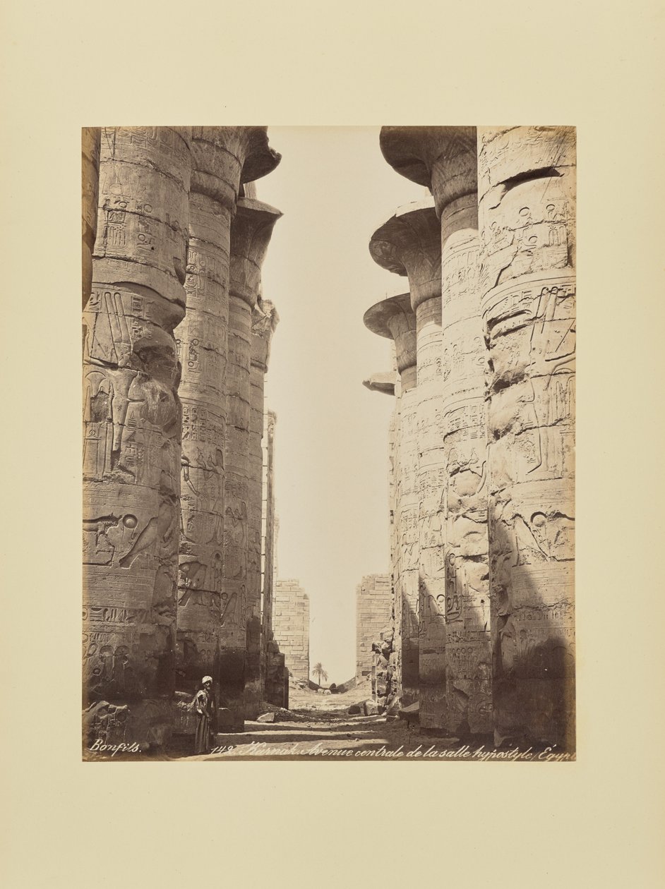 Karnak. Hypostyylihallin keskuskäytävä, Egypti tekijältä Félix Bonfils