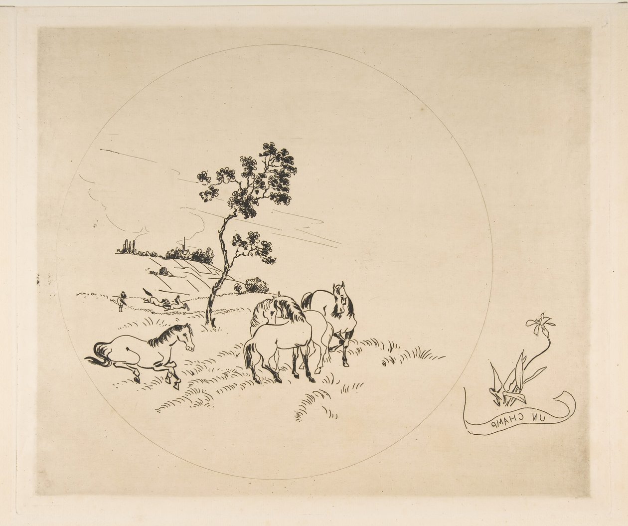 Koriste lautaselle: Pelto, 1870. tekijältä Felix Bracquemond