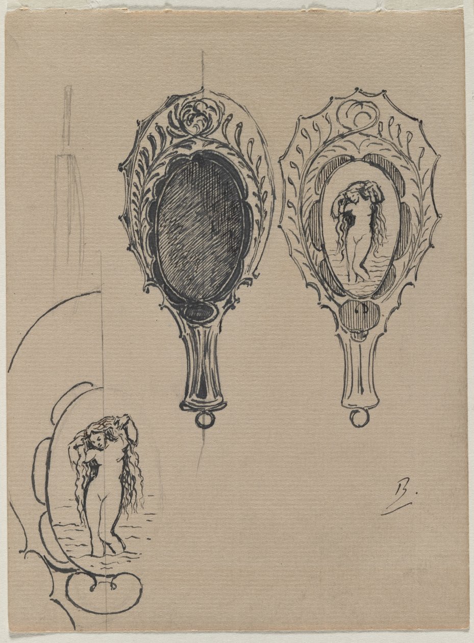 Suunnittelu käsipeiliin, c. 1900-1902. tekijältä Felix Bracquemond