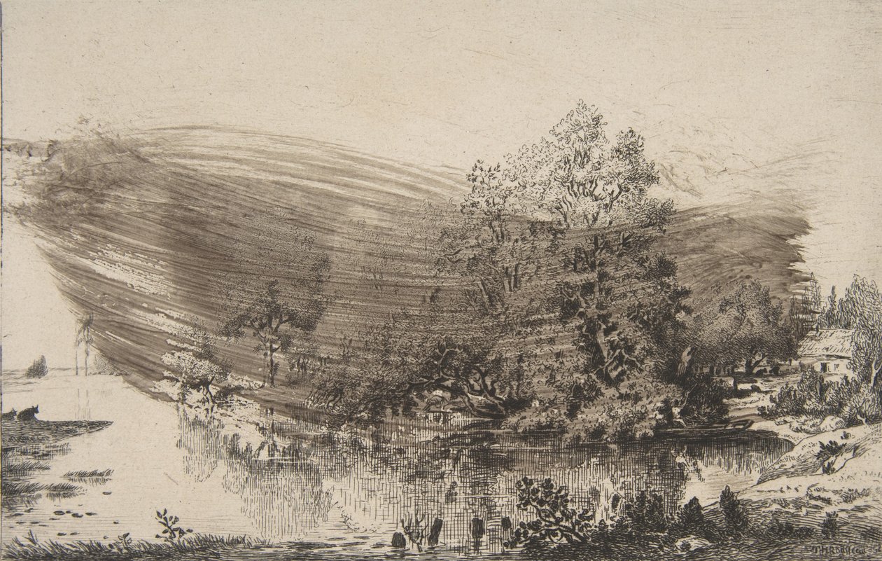 Maalaistalo Oisen rannalla, 1868. tekijältä Felix Bracquemond