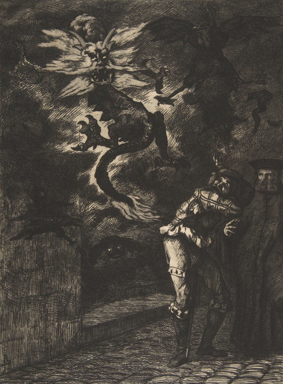 Panurge lähtee Raminagrobisista, 1854-55. tekijältä Felix Bracquemond