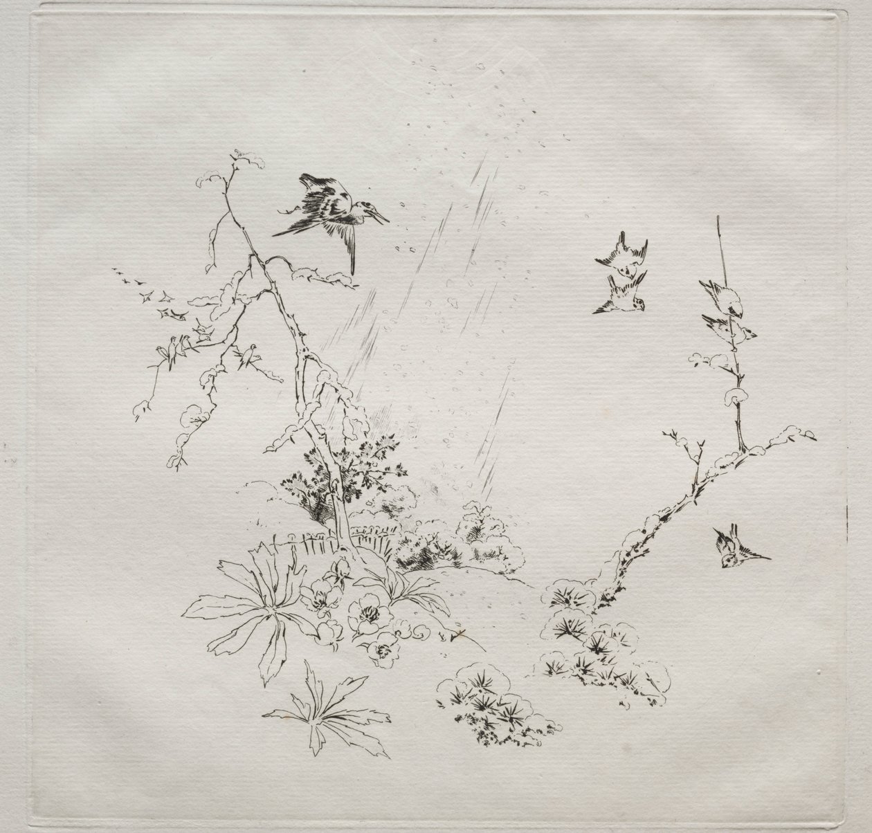 Parisian Service Haviland-palvelu: Snow no. 6, 1875. tekijältä Felix Bracquemond