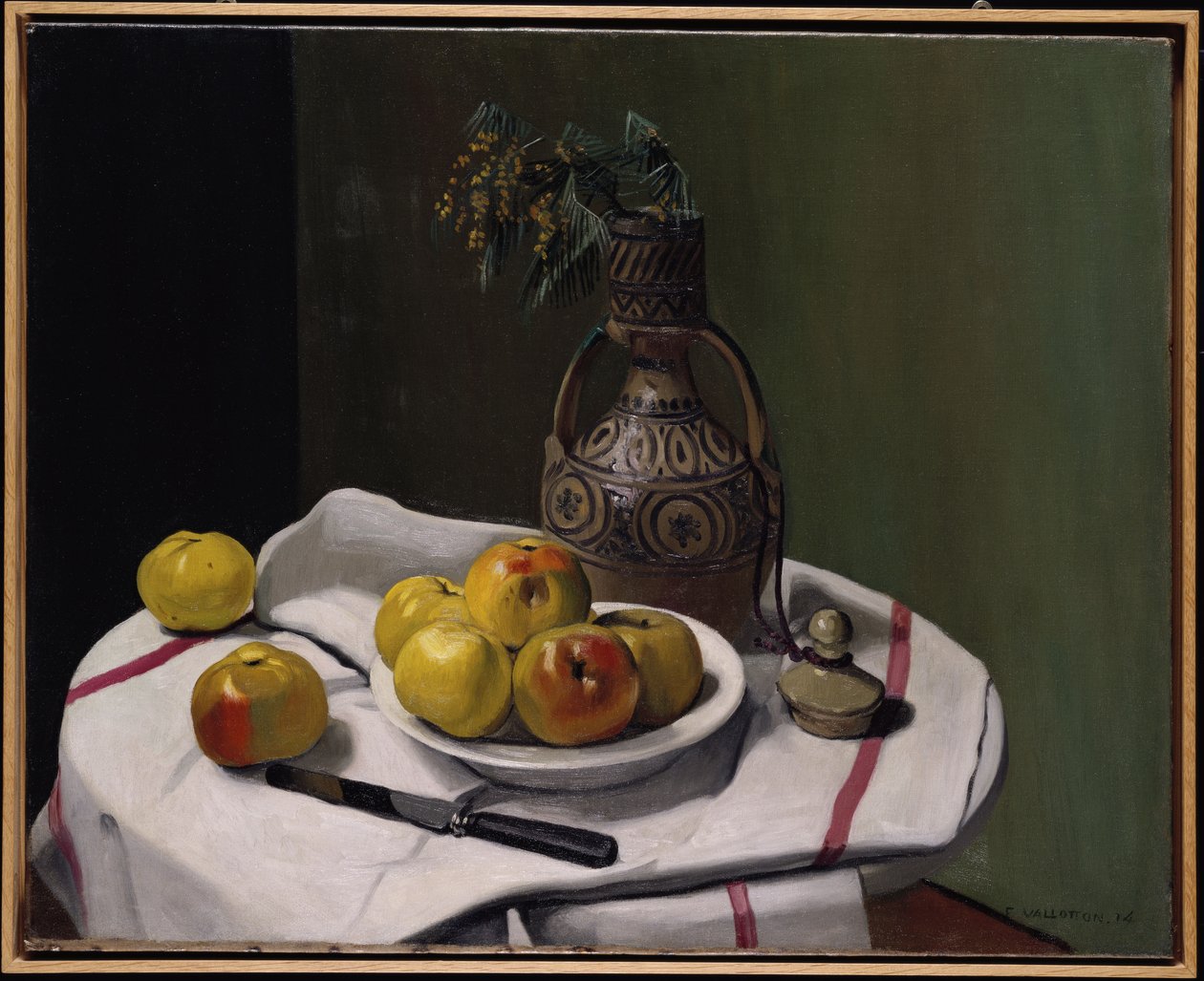 Omenat ja marokkolainen maljakko, 1914 tekijältä Felix Edouard Vallotton