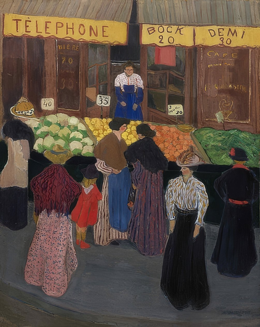 Torilla (Au marché). Noin 1895 tekijältä Felix Edouard Vallotton
