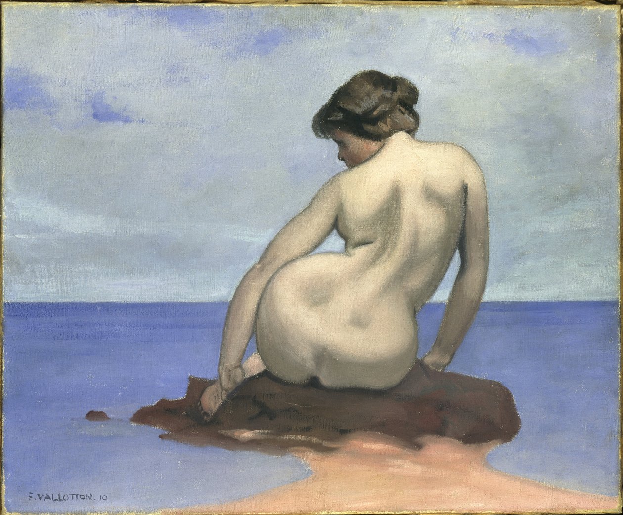 Uimari istuu kivellä, 1910. tekijältä Felix Edouard Vallotton