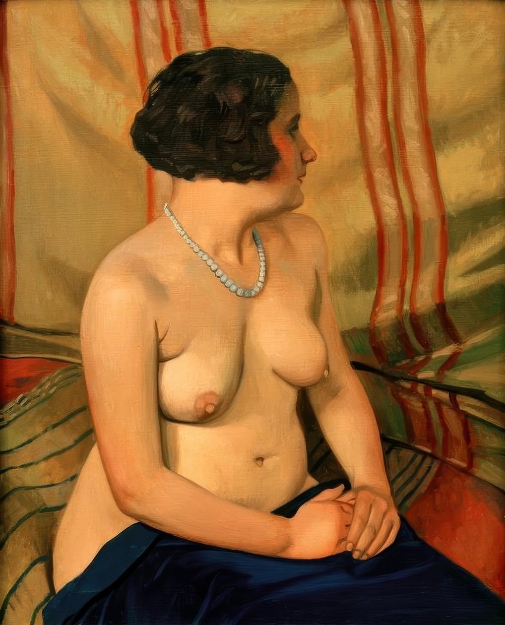 Femme au collier bleu (Frau mit blauer Halskette) tekijältä Felix Edouard Vallotton