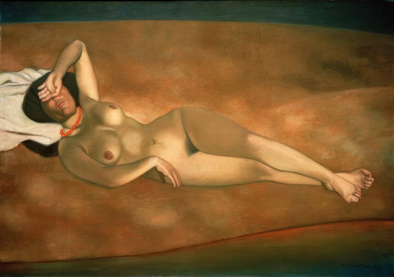 Femme couchée sur le sable tekijältä Felix Edouard Vallotton