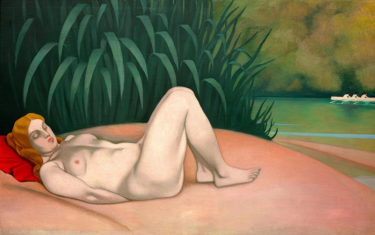Femme nue dormant au bord de l’eau tekijältä Felix Edouard Vallotton