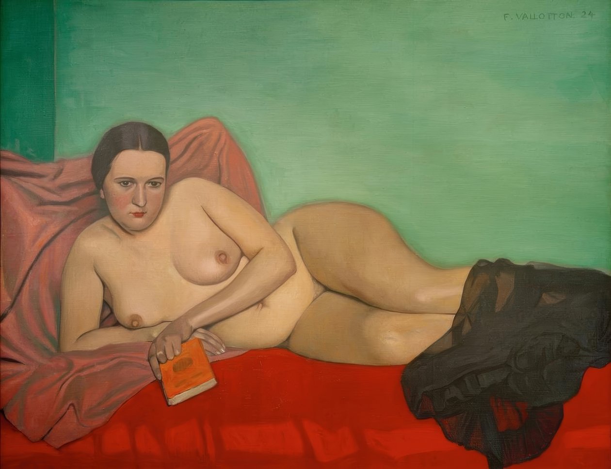 Femme nue rentant un livre tekijältä Felix Edouard Vallotton