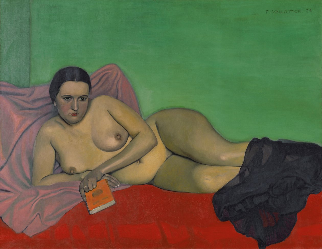 Dona nua sostenint un llibre, 1924. finlandès tekijältä Felix Edouard Vallotton