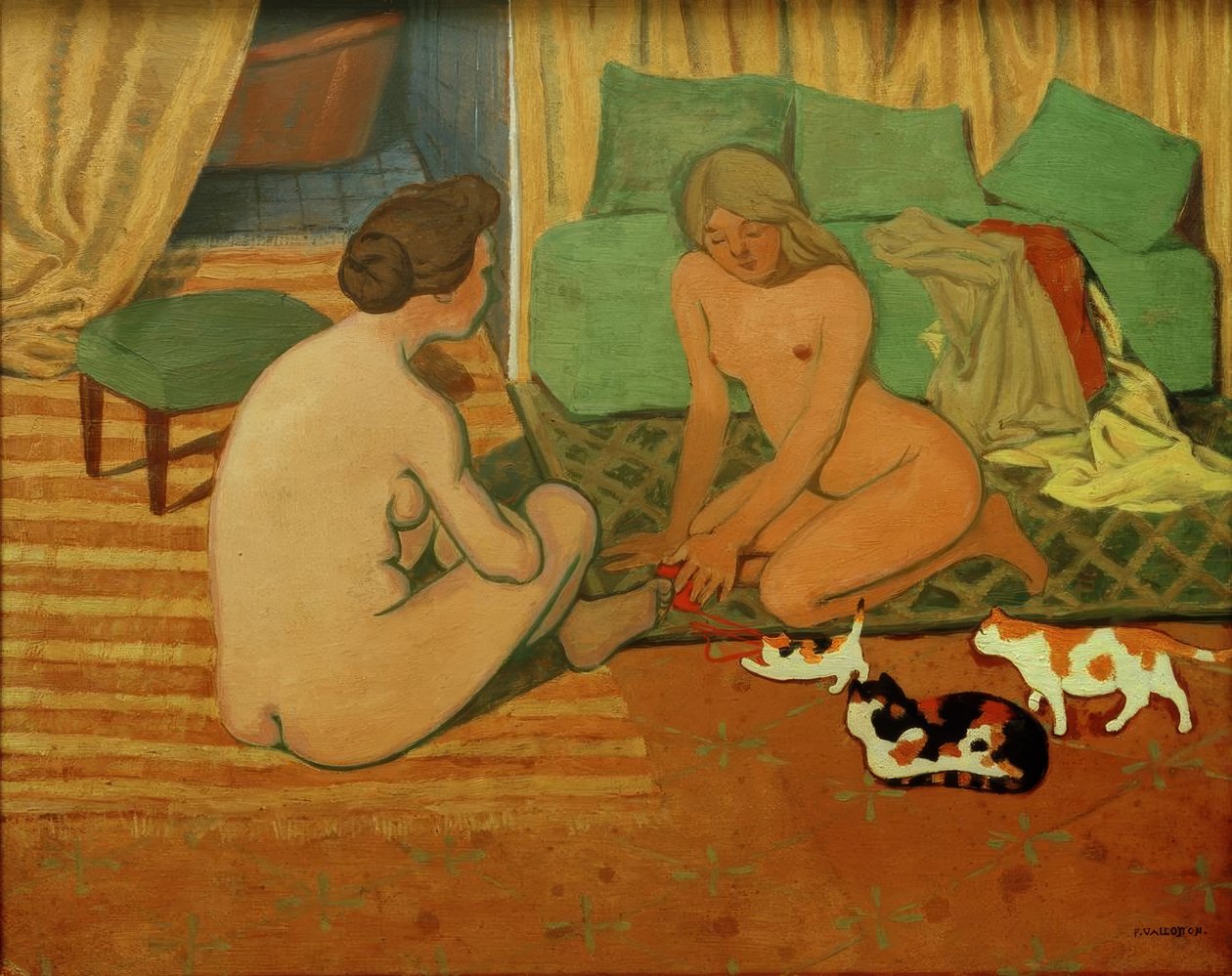 Femmes nues aux chats tekijältä Felix Edouard Vallotton