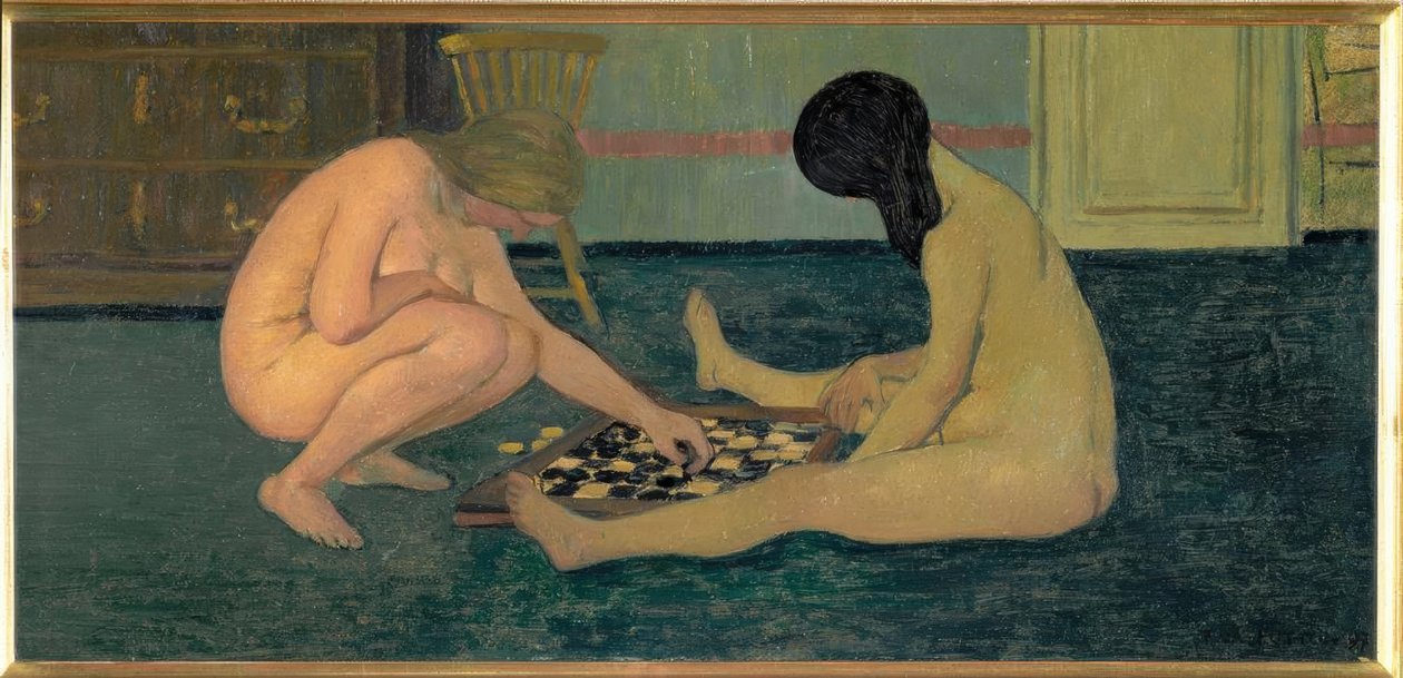 Femmes nues jouant aux dames tekijältä Felix Edouard Vallotton
