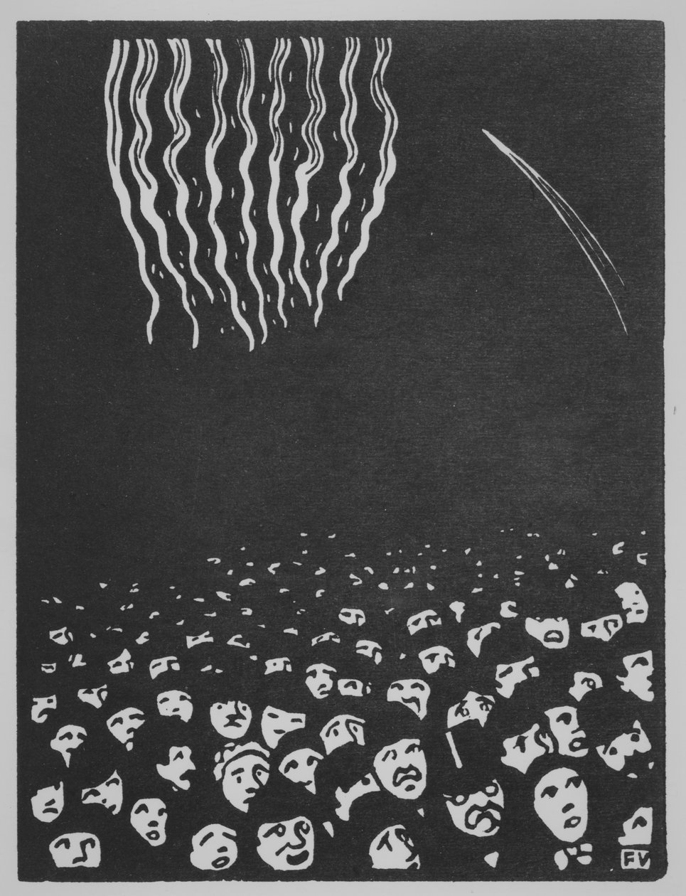 Ilotulitus, maailmannäyttely VI, 1901 (puupiirros sävytetylle japaninpaperille) tekijältä Felix Edouard Vallotton