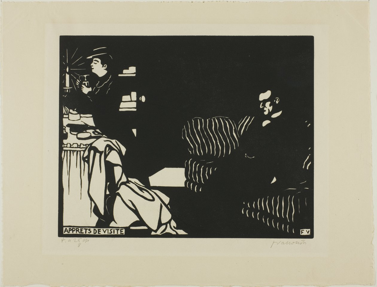Valmistautuminen vierailuun, lautanen kahdeksan Intimaciesista tekijältä Felix Edouard Vallotton