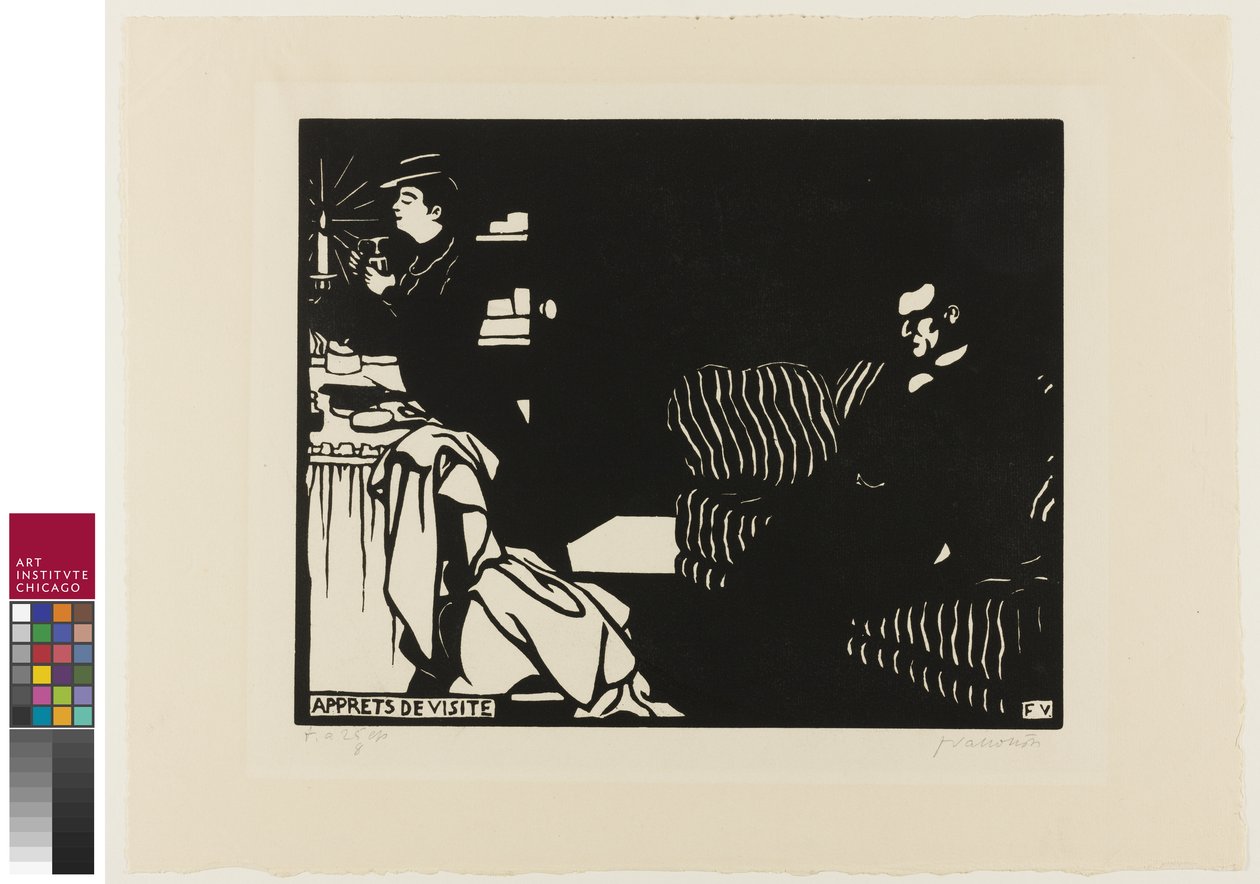 Valmistautuminen vierailuun, levy kahdeksan julkaisusta Intimacies, 1898 tekijältä Felix Edouard Vallotton