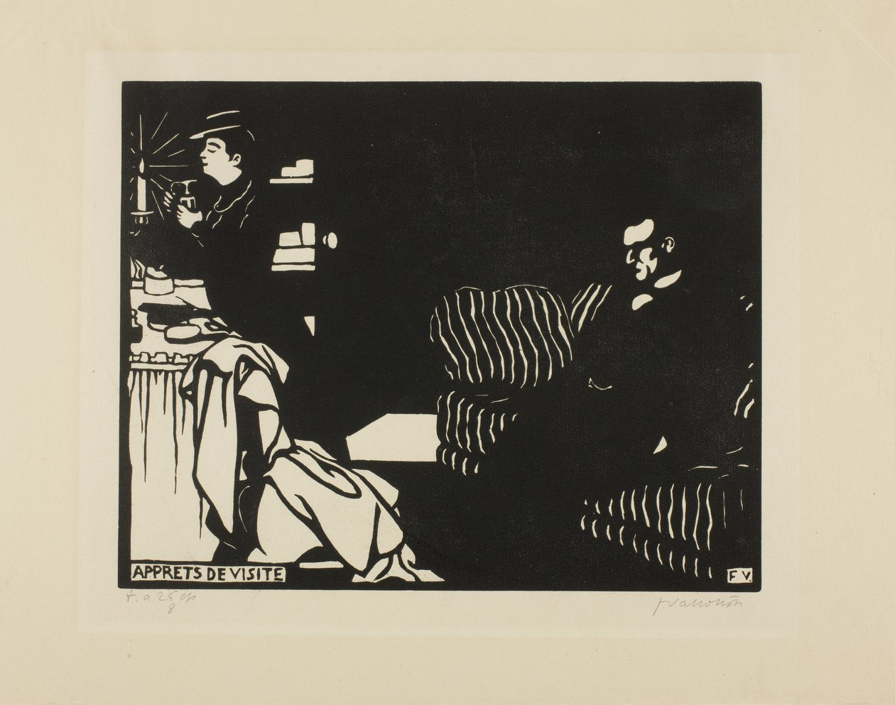 Valmistautuminen vierailuun, levy kahdeksan julkaisusta Intimacies, 1898 tekijältä Felix Edouard Vallotton
