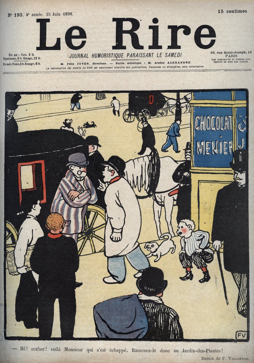 Hei! Valmentaja! Le Rire -lehden kansi, 23. kesäkuuta 1898, Felix Vallottonin piirros tekijältä Felix Edouard Vallotton