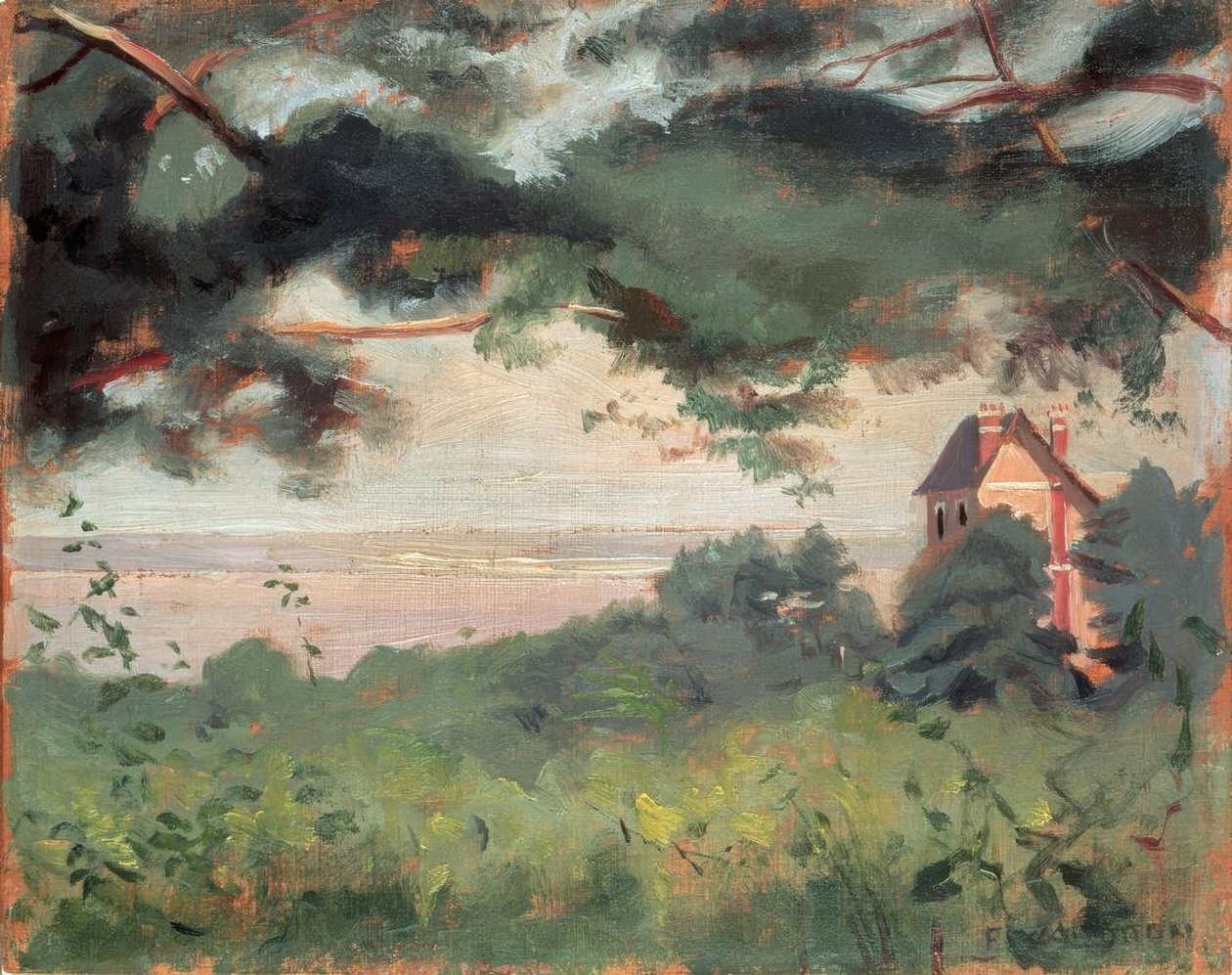 Honfleur, vue sur l’estuaire tekijältä Felix Edouard Vallotton