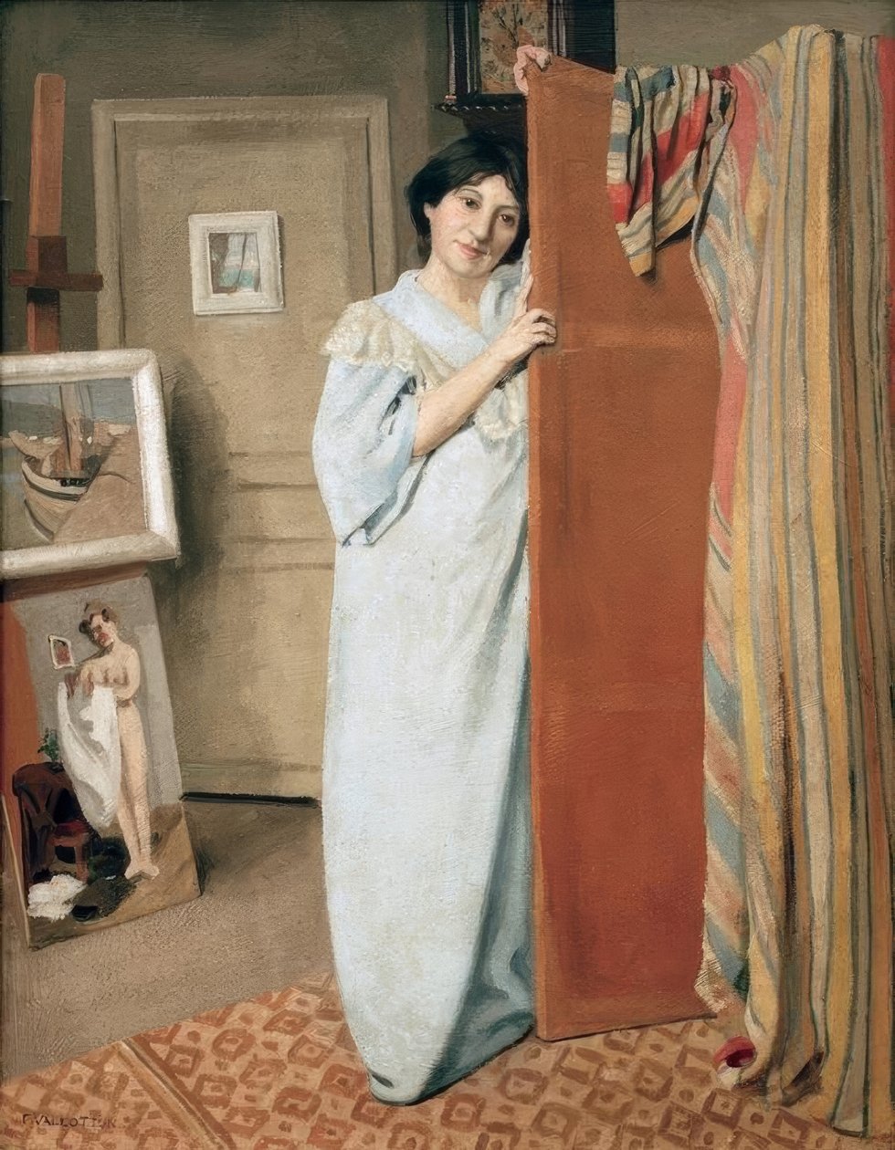 Interieur d’atelier avec la femme de l’artiste tekijältä Felix Edouard Vallotton