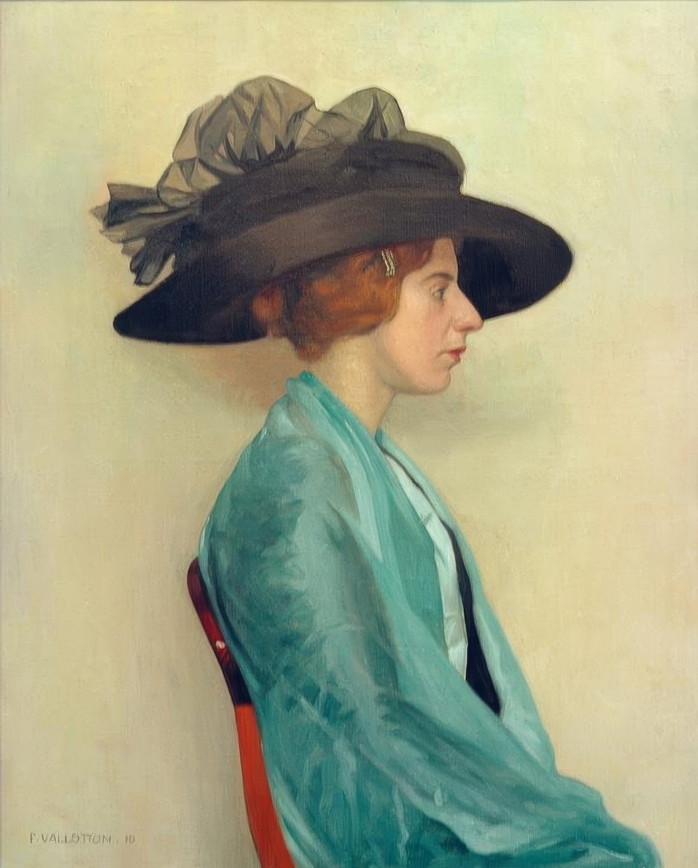 Jeune femme au chapeau noir tekijältä Felix Edouard Vallotton