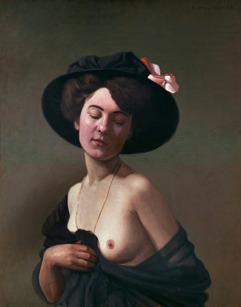 Nainen mustassa hatussa, 1908 tekijältä Felix Edouard Vallotton