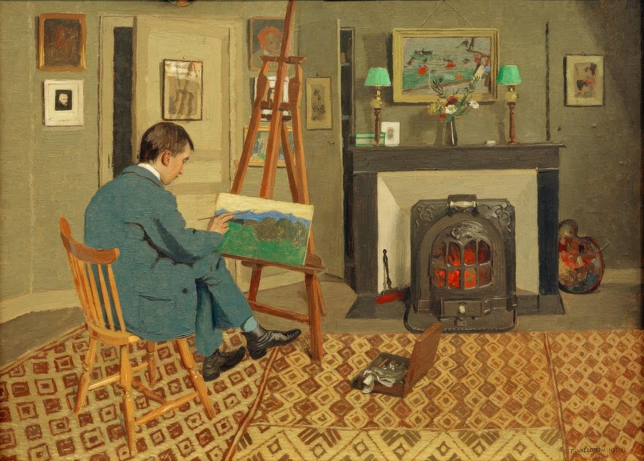 Max Rodrigues-Henriques im Atelier seines Schwiegervatersissa tekijältä Felix Edouard Vallotton