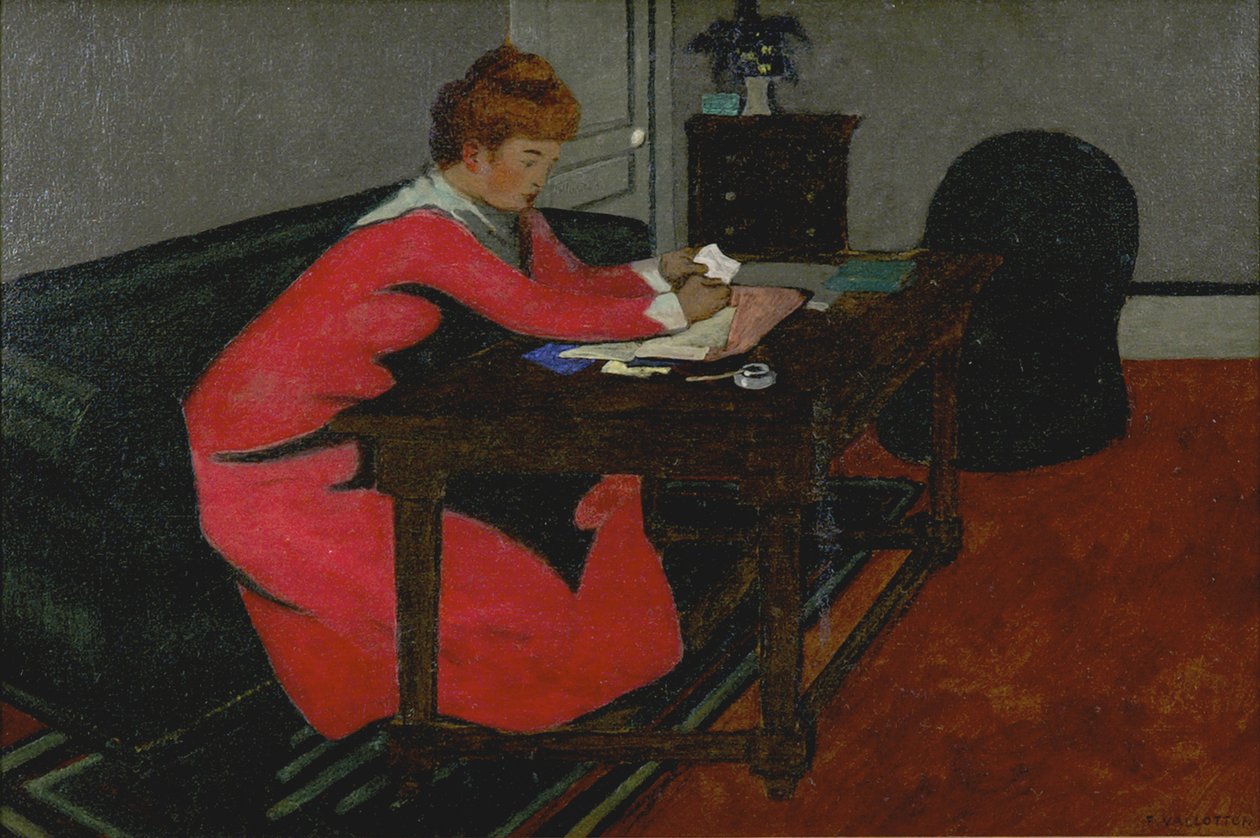 Misia pöytänsä ääressä, 1897 tekijältä Felix Edouard Vallotton