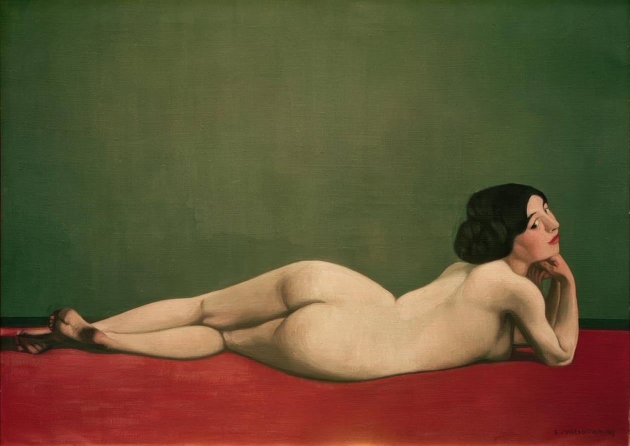 Nu couché au tapis rouge tekijältä Felix Edouard Vallotton