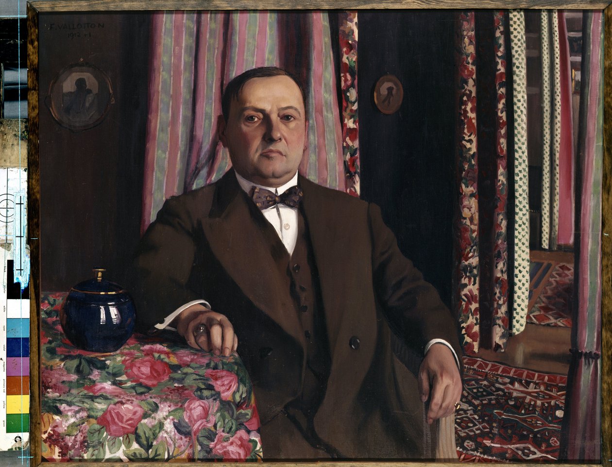 ""Taiteenkeräilijä Georges (Georgy Emmanuilovich) Haasenin muotokuva"" Felix Vallottonin (1865-1925) maalaus 1913 Nabis Koko 81,7x100,5 cm Eremitaaši, Pietari, Venäjä. tekijältä Felix Edouard Vallotton