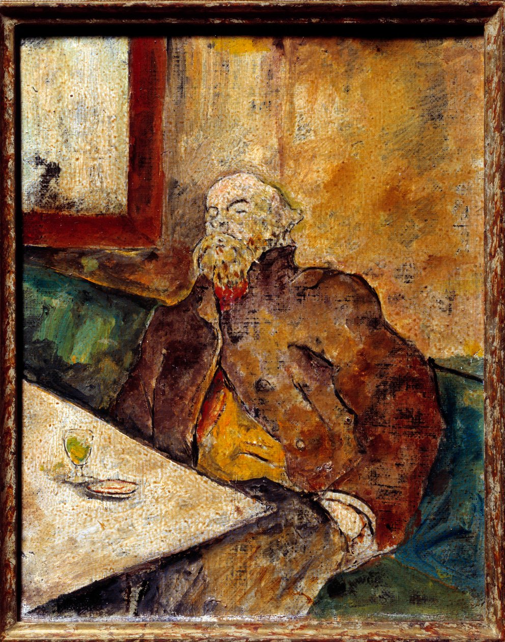 Muotokuva Paul Verlainesta (1844 - 1896), ranskalaisesta runoilijasta, istumassa baarissa absinttilasillisen edessä. Felix Vallottonin (1865-1925) maalaus tekijältä Felix Edouard Vallotton