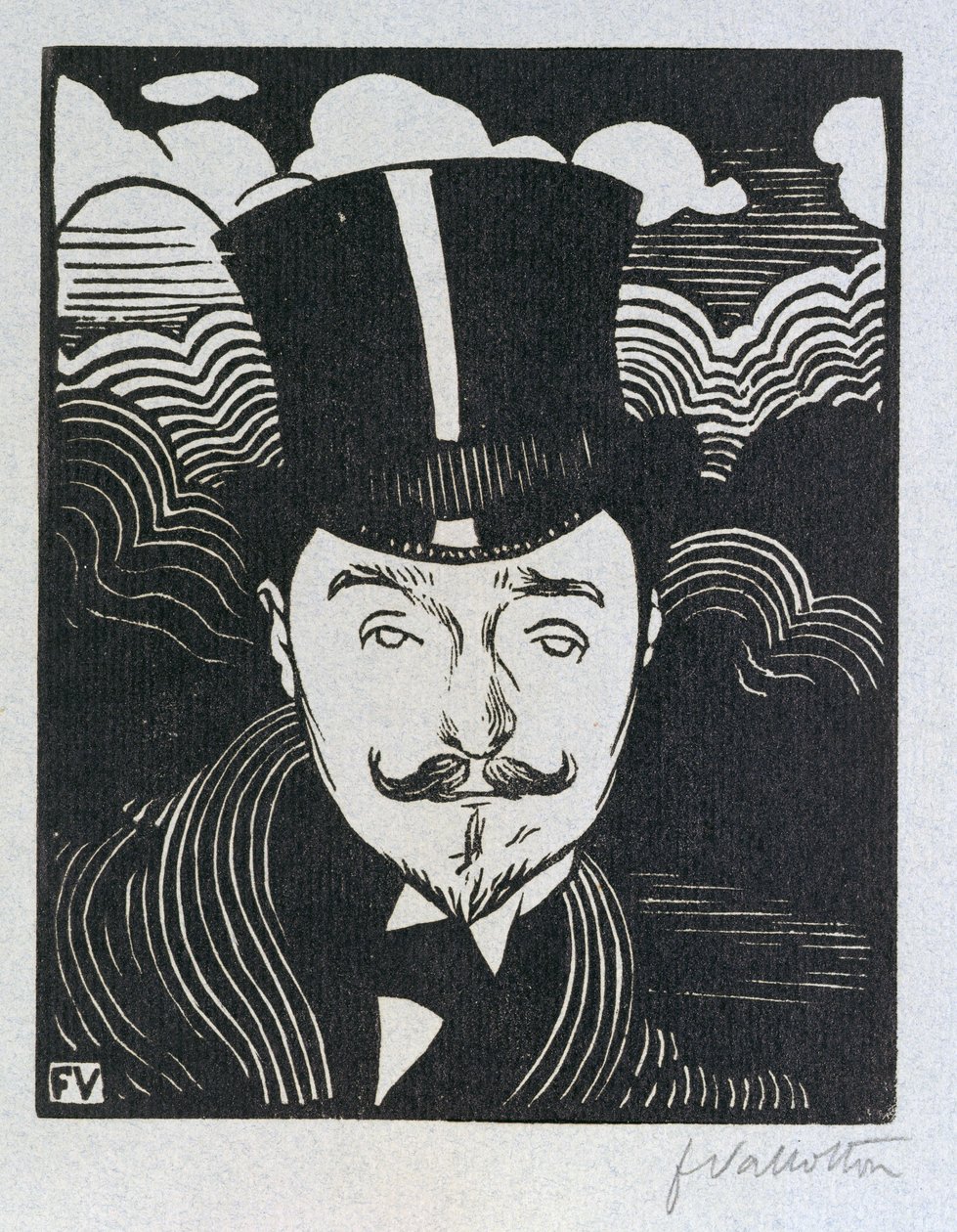 Romain Coolusin muotokuva (1865-1952) (puupiirros) tekijältä Felix Edouard Vallotton