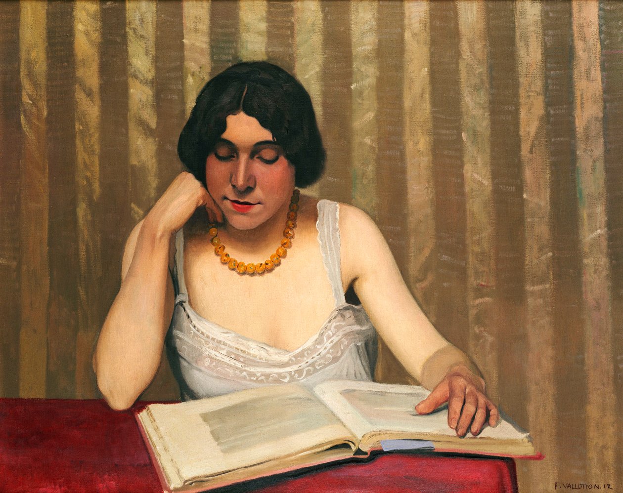 Lukija keltaisella kaulakorulla, 1912 tekijältä Felix Edouard Vallotton