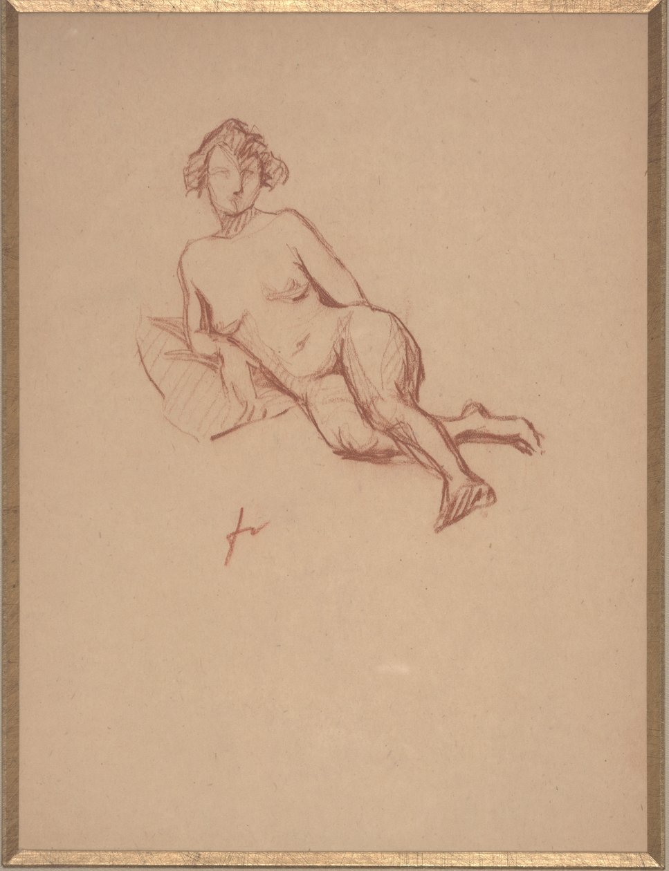 Makaava nainen alaston (punainen liitu paperille) tekijältä Felix Edouard Vallotton