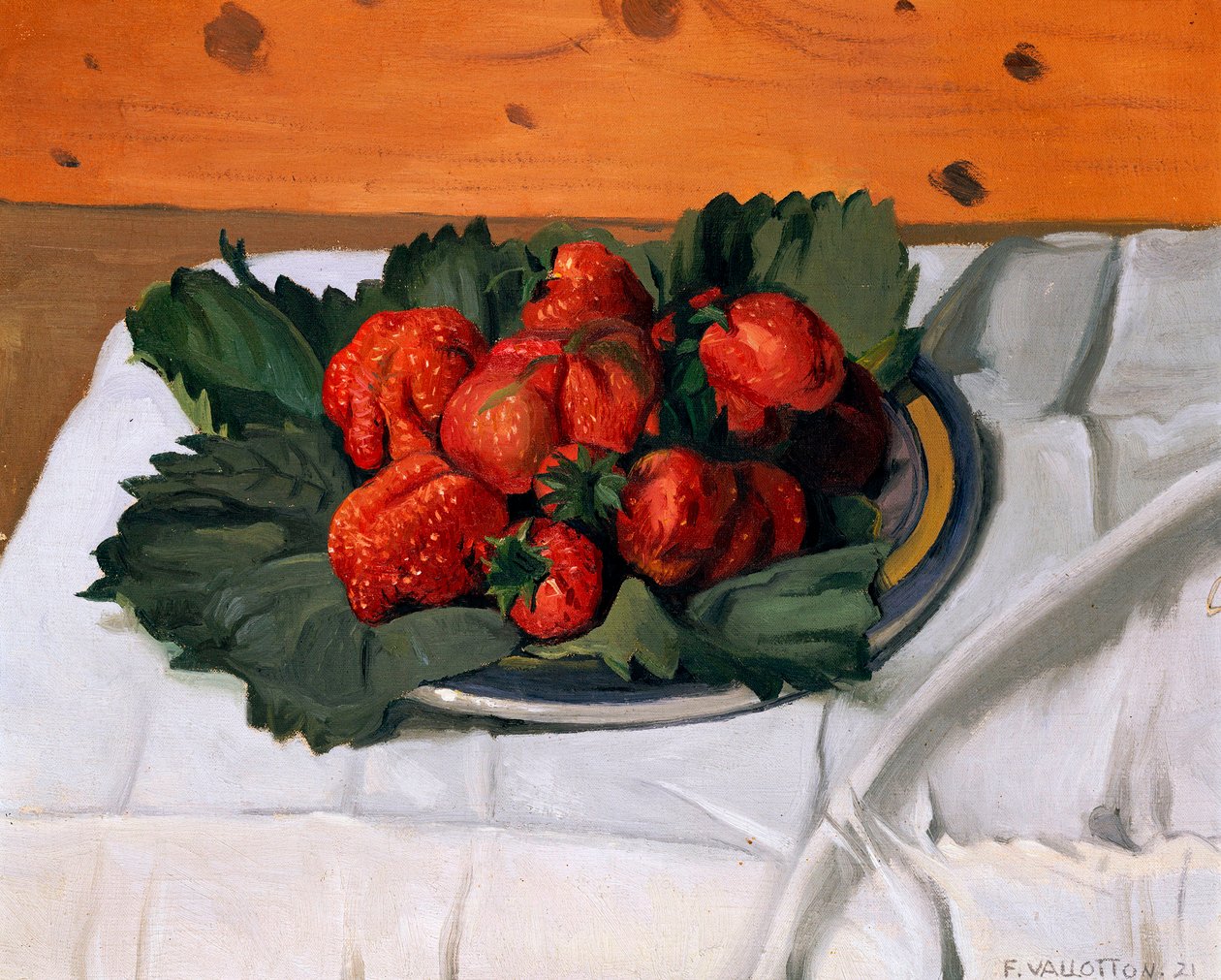 Asetelma mansikoiden kanssa, 1921 tekijältä Felix Edouard Vallotton