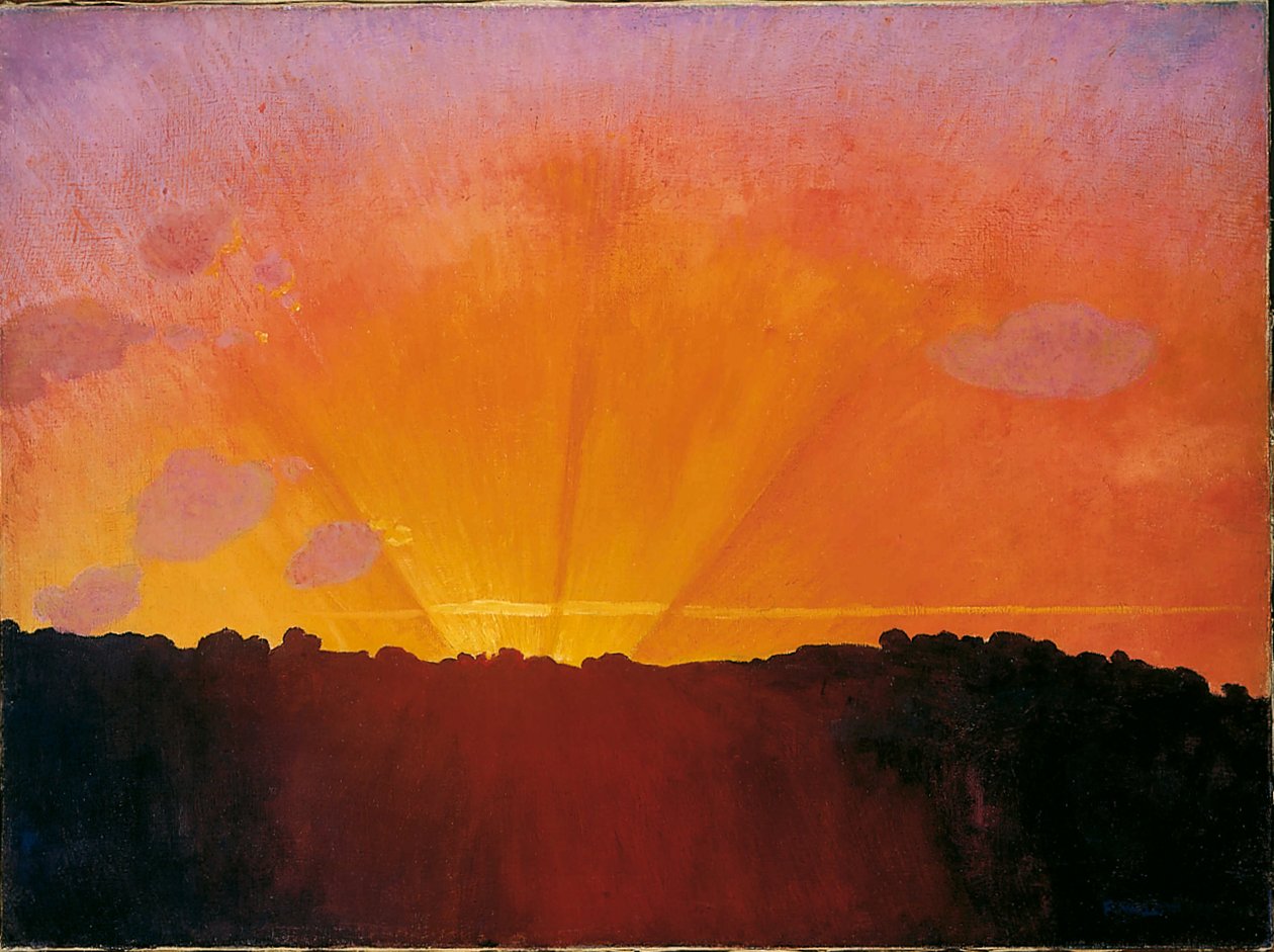 Auringonlasku, oranssi taivas, 1910. tekijältä Felix Edouard Vallotton