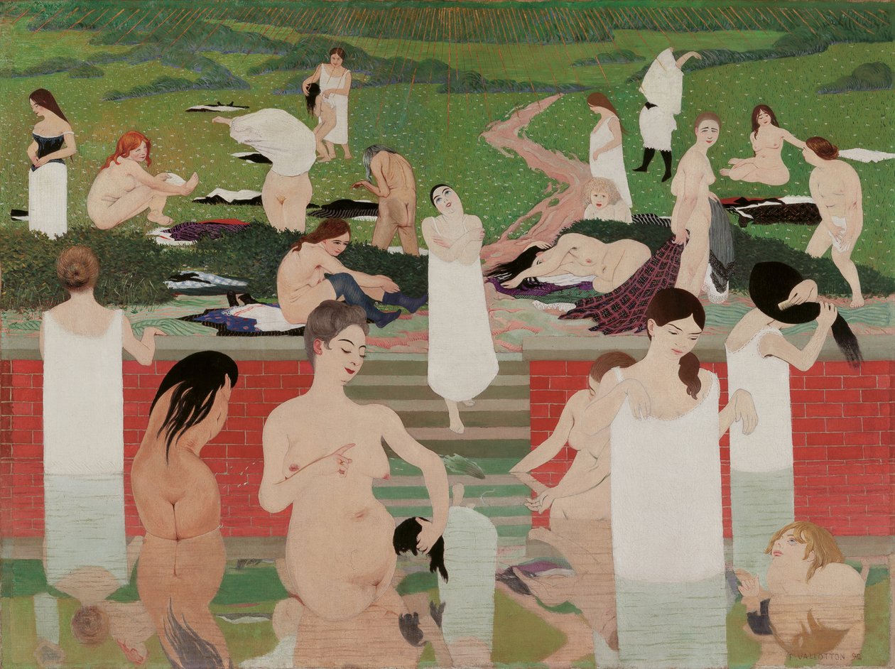 Kylpylä: kesäilta Kylpylä kesäillassa, 1892-1893 tekijältä Felix Edouard Vallotton
