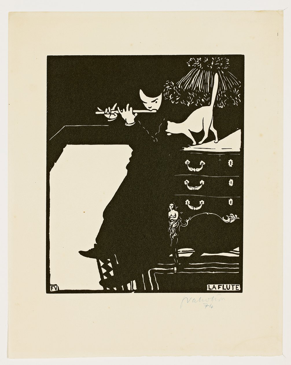 Huilu, sarjasta "Soittimet", 1896-97 tekijältä Felix Edouard Vallotton