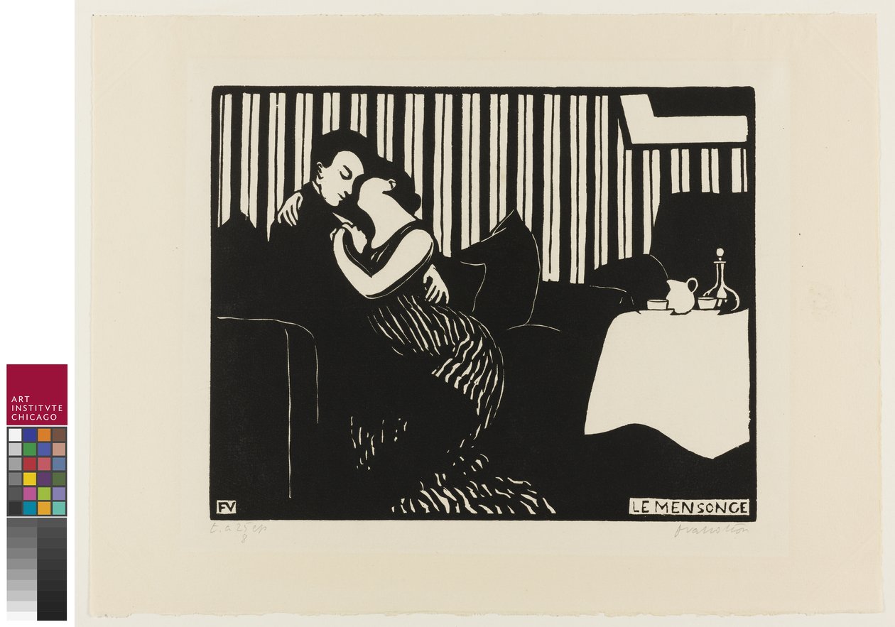 Valhe, levy yksi julkaisusta Intimacies, 1897 tekijältä Felix Edouard Vallotton