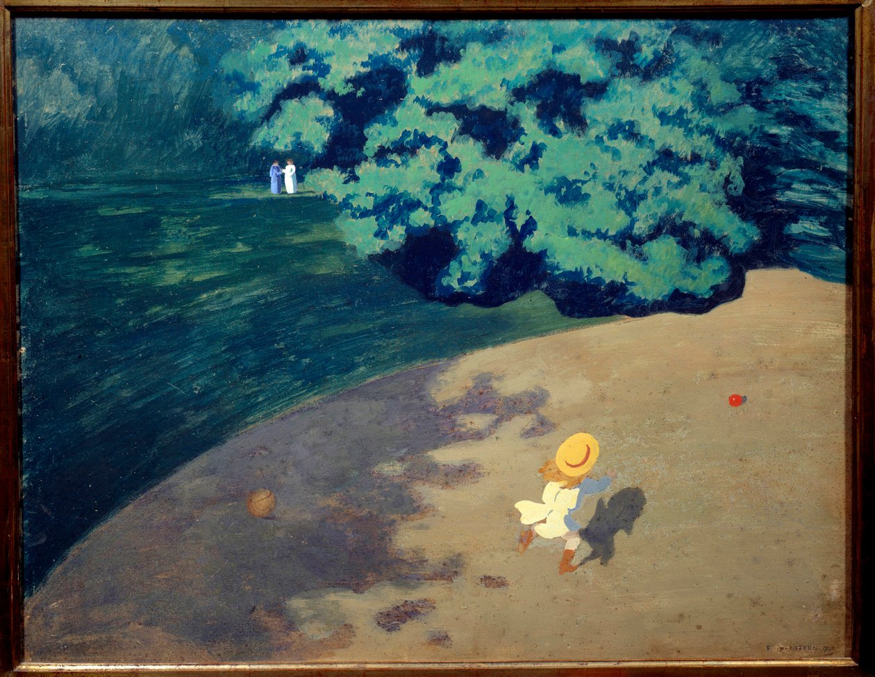 Pallo tai kulmapuisto, jossa lapsi pelaa palloa Felix Vallottonin (1865-1925) maalaus 1899 Su. 0,48 x 0,61 m Pariisi, musee d