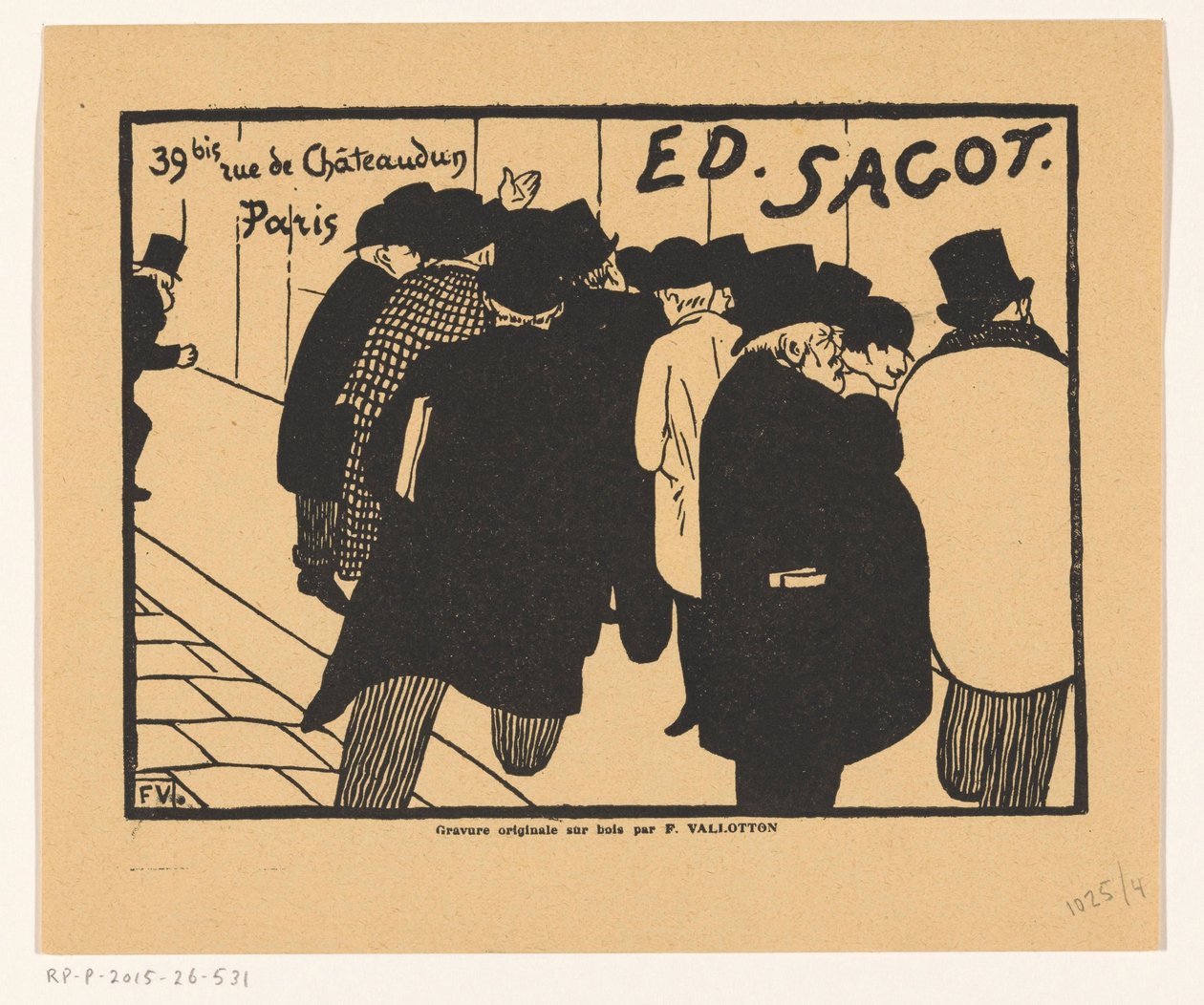 Painokauppiaan Edmond Sagotin käyntikortti Pariisissa tekijältä Felix Edouard Vallotton
