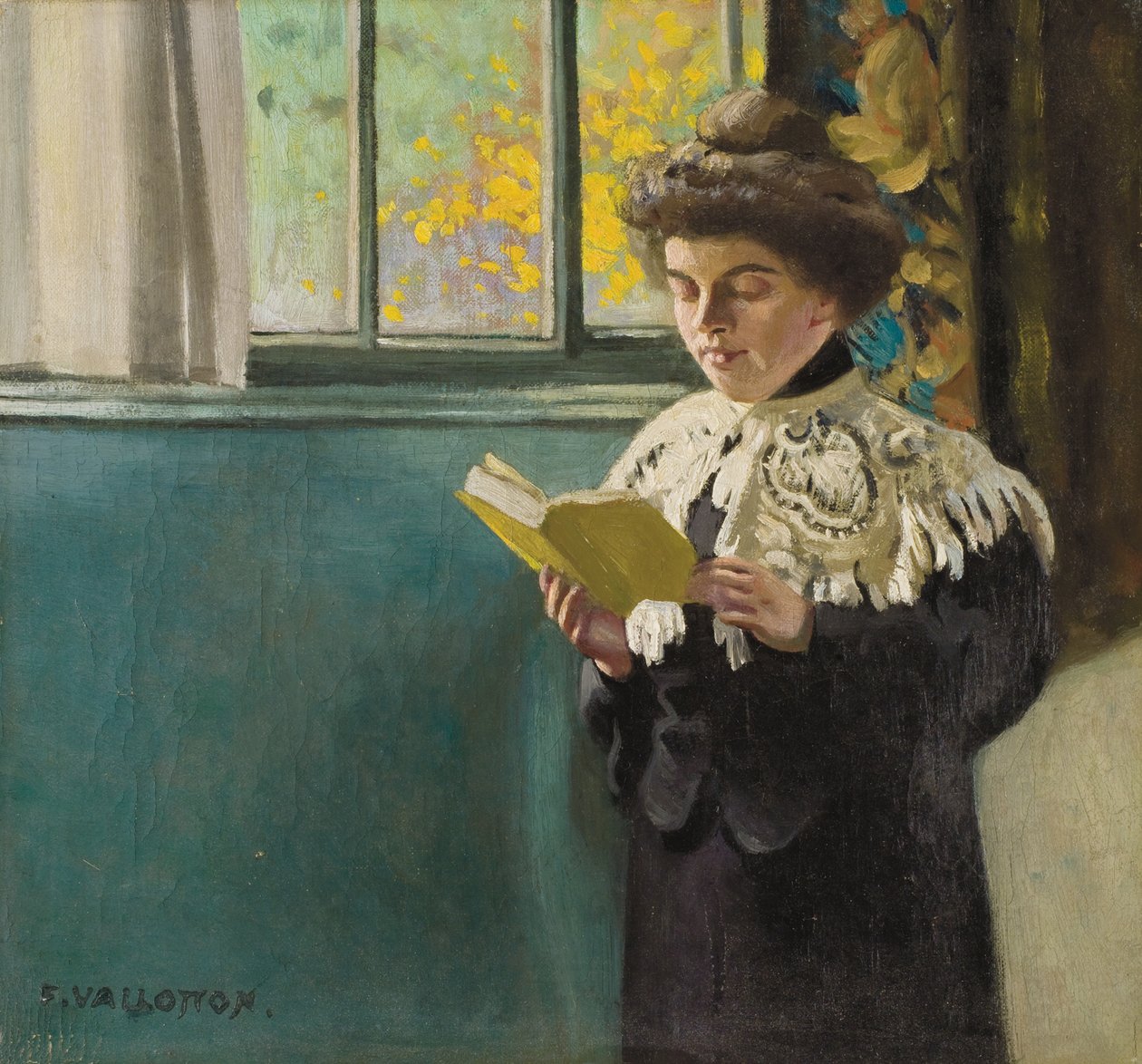 Ikkunasta lukeva nainen, n. 1904 tekijältä Felix Edouard Vallotton