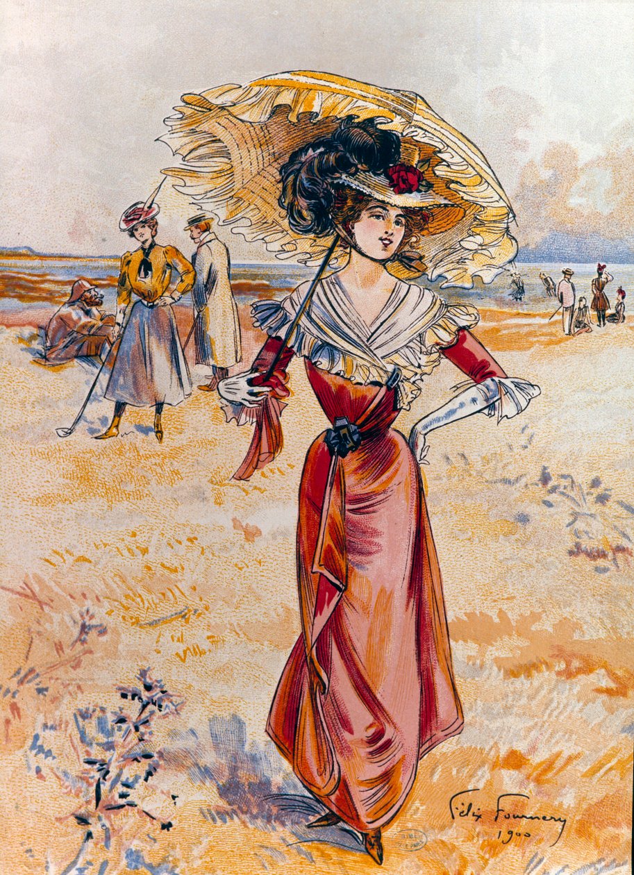 Elegantti rannalla. Felix Fourneryn (1865-1938) maalaus tekijältä Felix Fournery