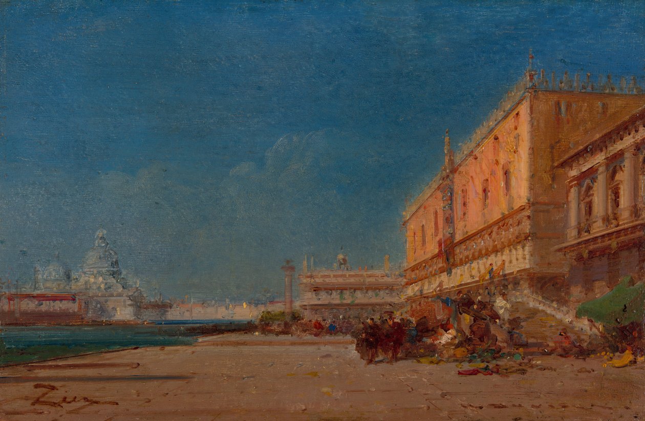 Venetsia Rivasta kohti Piazzale San Marcoa, noin 1890. tekijältä Felix Francois Georges Philibert Ziem