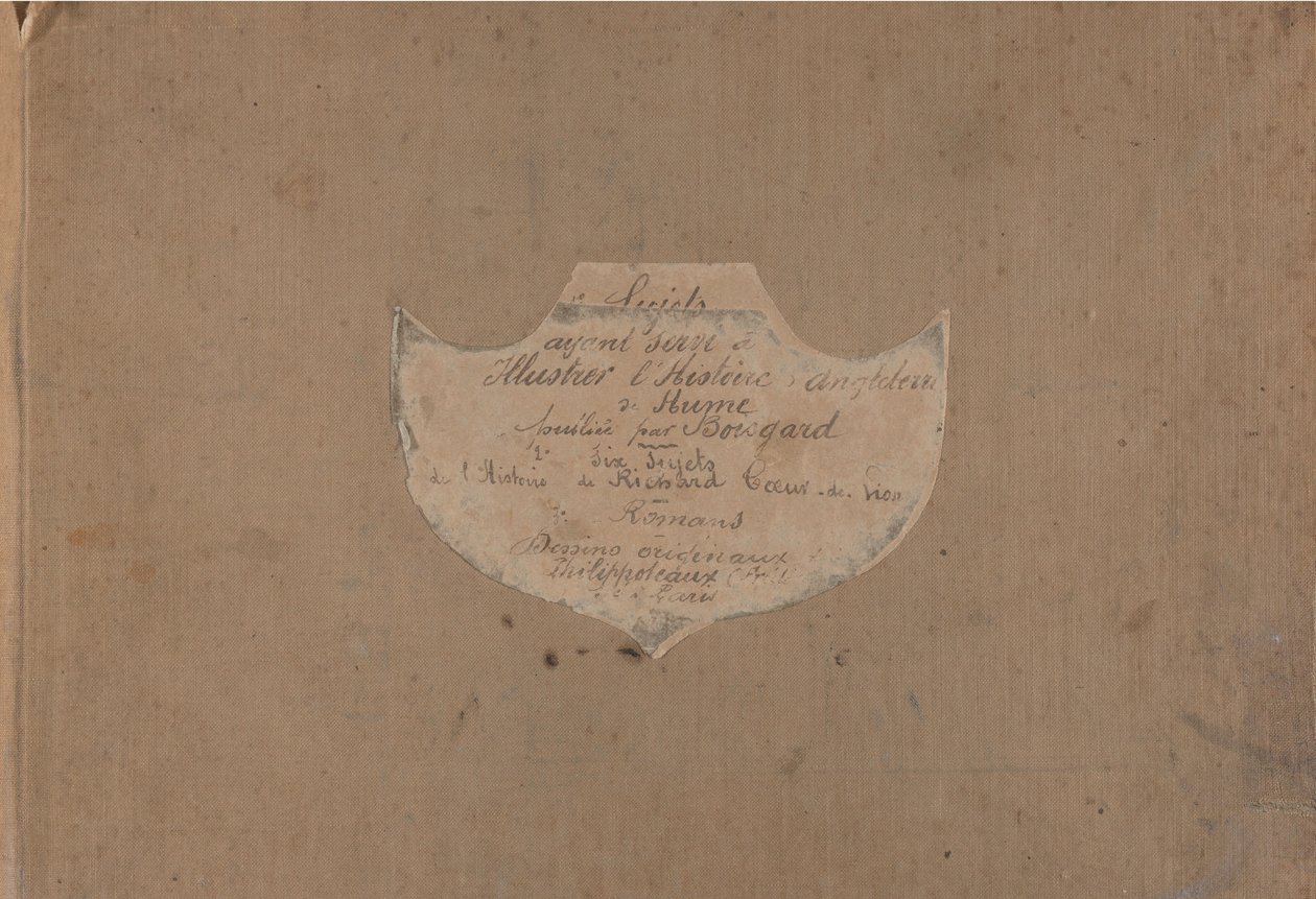 Albumi, jossa on 107 valmistelevaa piirustusta havainnollistamaan David Humen Englannin historiaa, n. 1853. tekijältä Felix Henri Emmanuel Philippoteaux