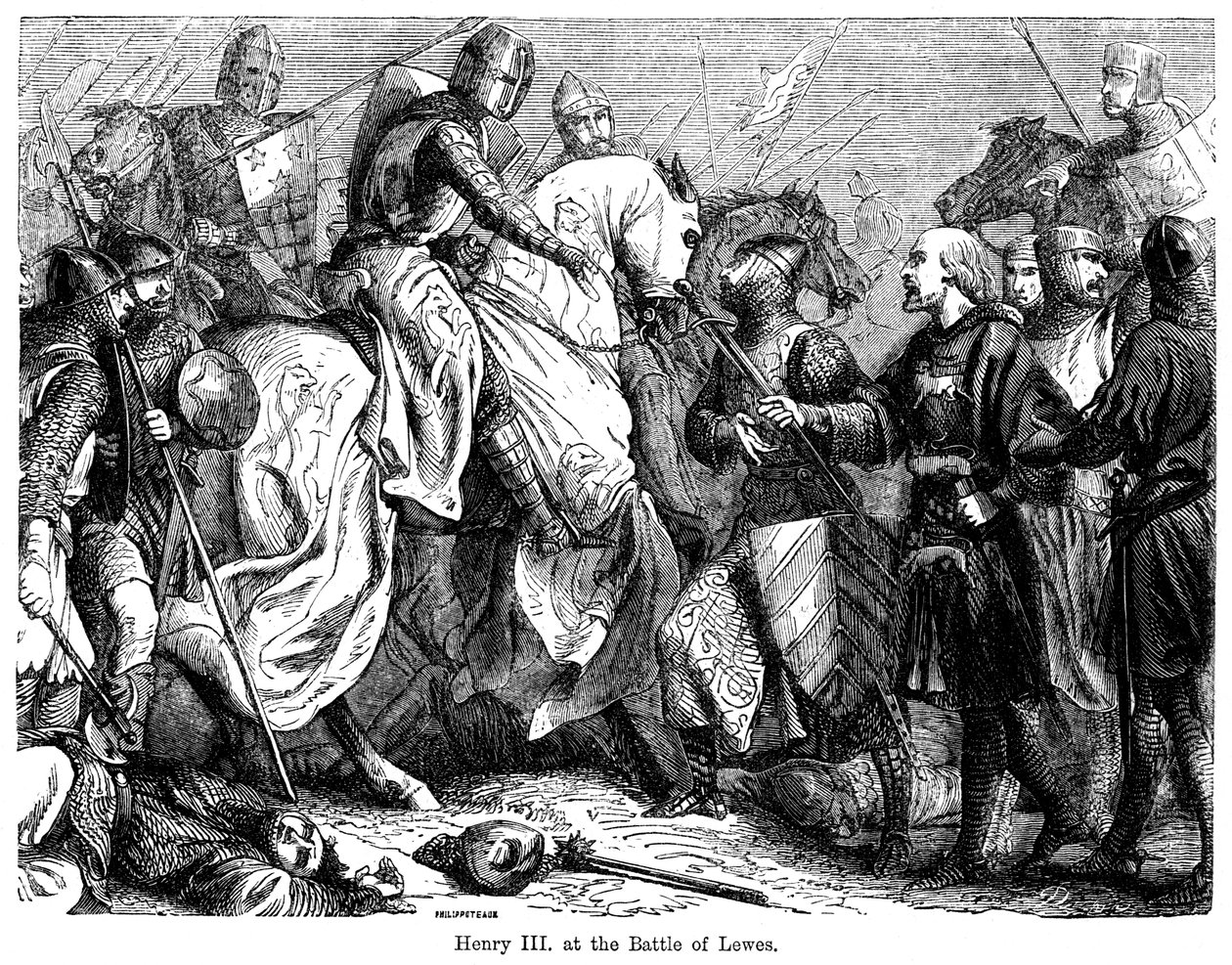 Henrik III Lewesin taistelussa 14. toukokuuta 1264. tekijältä Felix Henri Emmanuel Philippoteaux