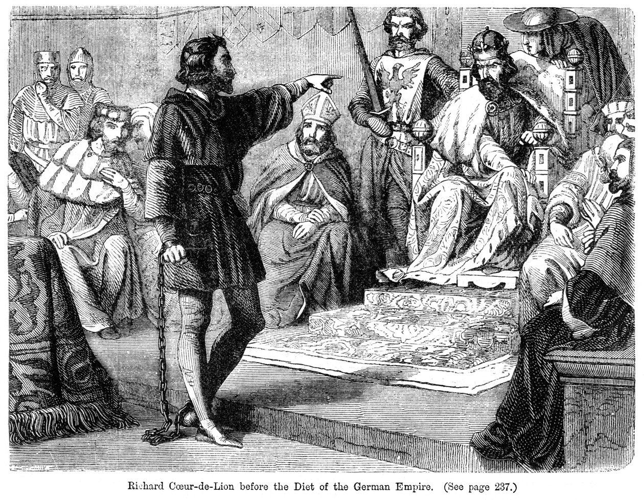Kuningas Richard I 1157-1199 ennen Saksan valtakunnan valtiopäiviä, 1800-luku. tekijältä Felix Henri Emmanuel Philippoteaux