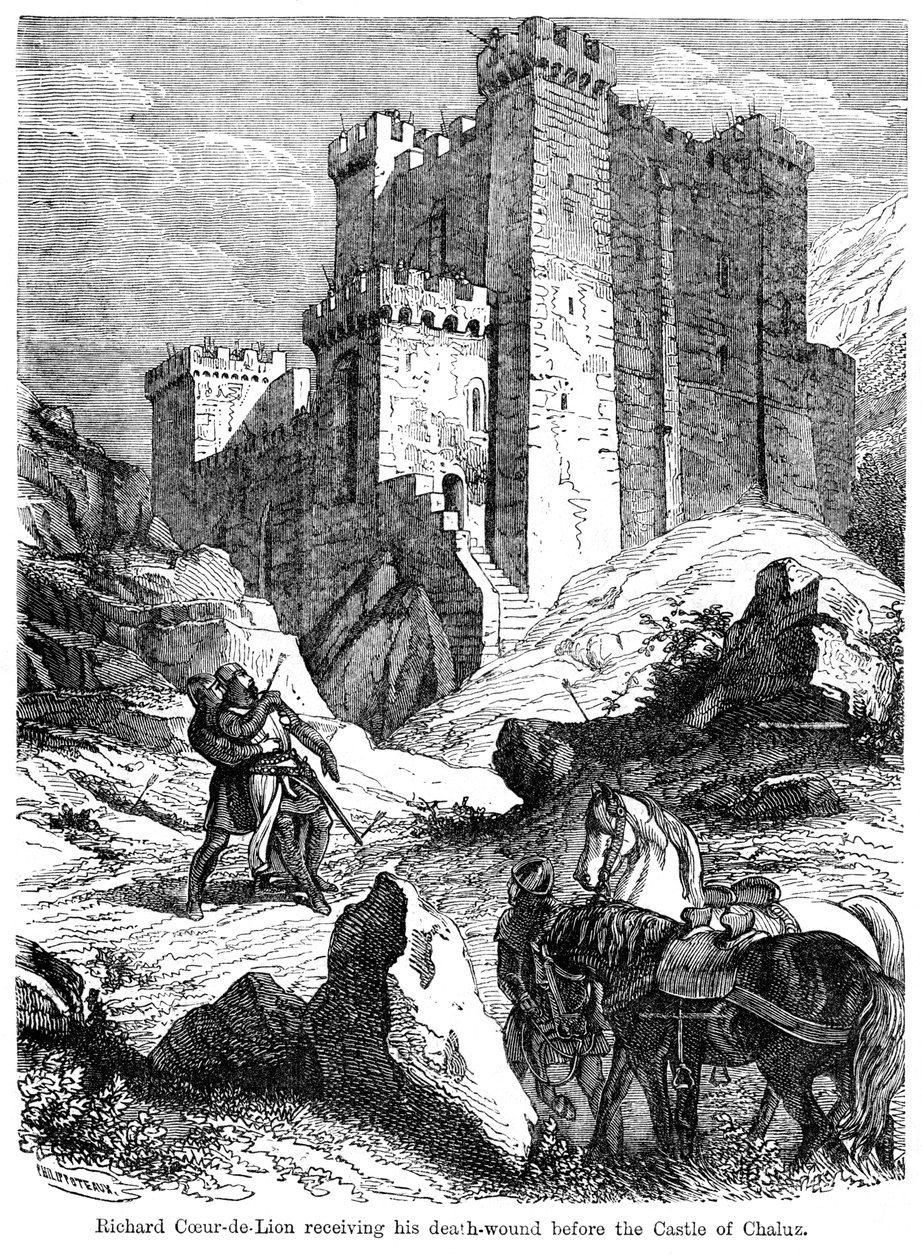 Kuningas Richard I 1157-1199 sai kuolemanhaavan ennen Chaluzin linnaa 1800-luvulla. tekijältä Felix Henri Emmanuel Philippoteaux