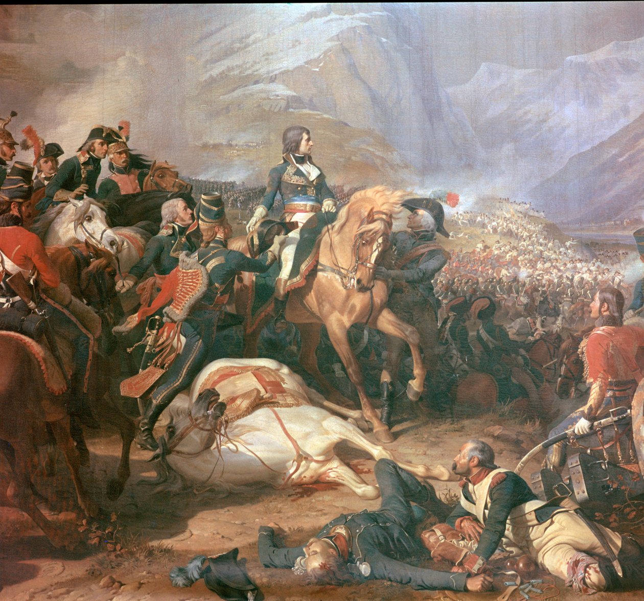 Maalaus Napoleonista Rivolin taistelussa, 1700-luku tekijältä Felix Henri Emmanuel Philippoteaux