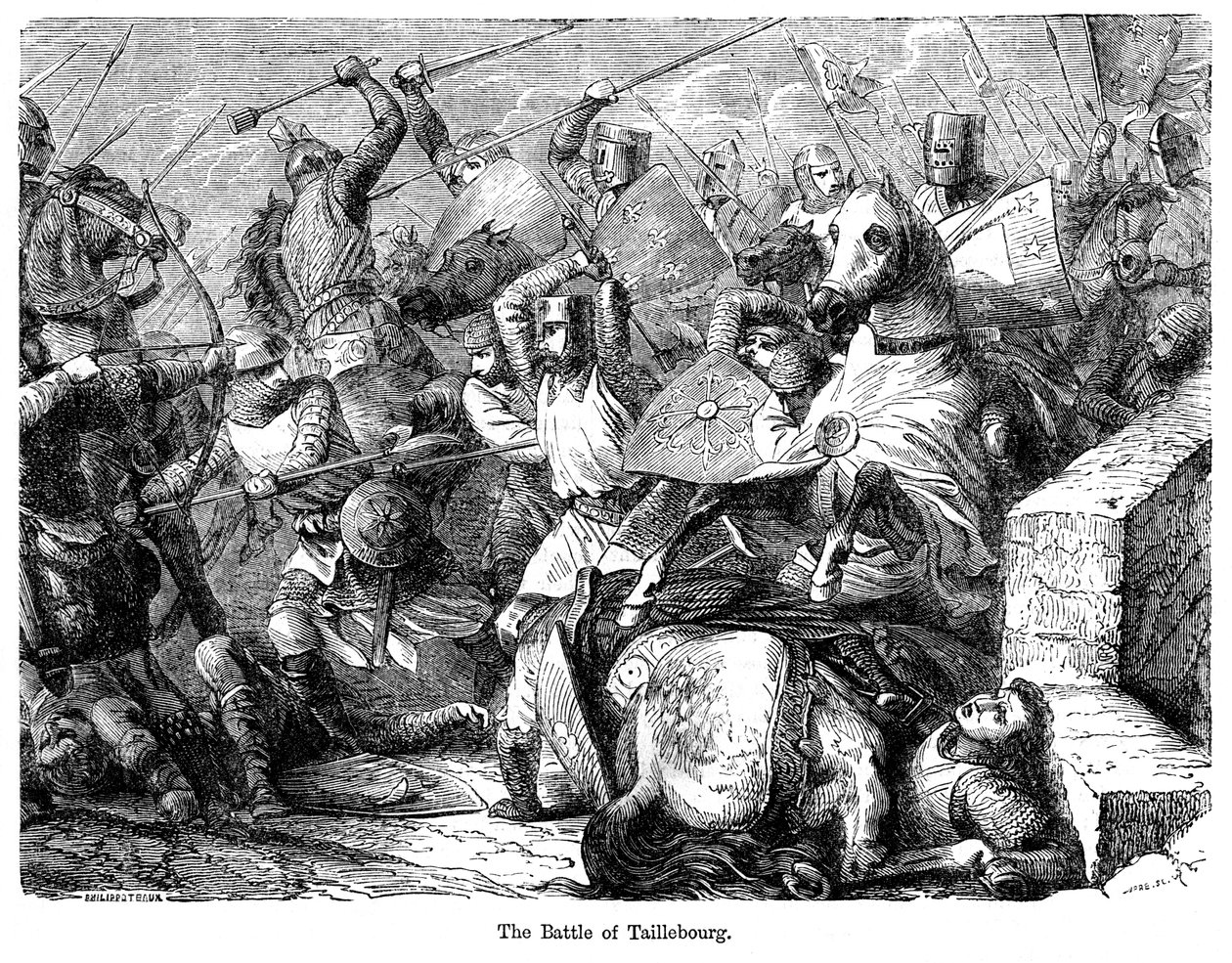 Taillebourgin taistelu, Ranska, 1242. tekijältä Felix Henri Emmanuel Philippoteaux