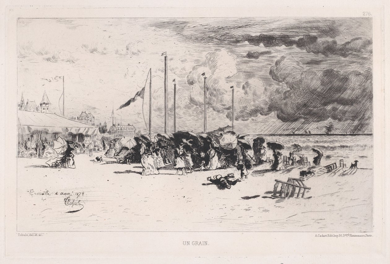 Myrsky Trouvillessa, 1874. tekijältä Felix Hilaire Buhot